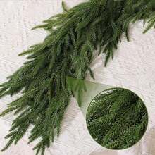 2 Pcs Artificial Norfolk Pine Garlands 6ft Real Touch Winter Pine Christmas Garland, Faux Greenery Garland For For Mantle Table Fireplace Indoor Outdoor Holiday Party Decoration (2) - 2 - 查看 8