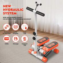 GCCSJ Mini Stair Stepper With Resistance Bands – Adjustable Height 350LB Fitness Stepper Machine For Home Gym, Portable Cardio Workout Equipment For Legs Toning, Weight Loss, Compact Stepper For Small Spaces – Phone Holder - Orange - View 4