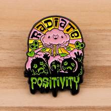 动物猫熊语录珐琅徽章卡通骷髅胸针翻领别针徽章背包服装配饰时尚珠宝礼品 - 黑色 - 查看 3