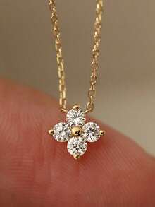 1 chiếc dây chuyền thép không gỉ hình cỏ bốn lá tinh tế, thời trang dành cho nữ, đính đá Cubic Zirconia, thích hợp để đeo hàng ngày, dự tiệc, làm quà tặng Ngày của Mẹ. - dây chuyền cỏ bốn lá - Xem 1