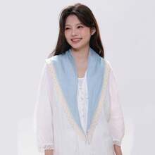 Women Vintage Grey Lace Trim Scarf Versatile Headwrap Hairband Decoration Daily Vacation Photography Sun Protection Shawl - 黃色 - 查看 9