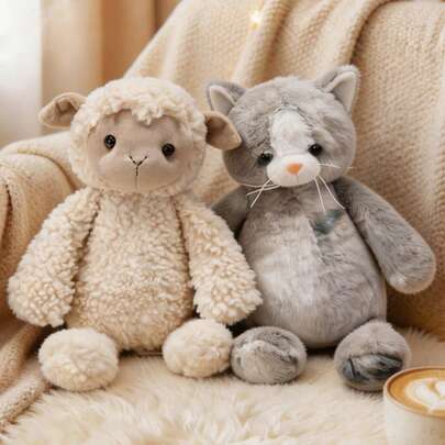 Cute Plush Sheep & Cat Toys, Soft Animal Throw Pillows Home Decor, Cartoon Lamb & Kitten Stuffed Comfort Dolls, Fluffy Children/Girls Plush Toys Birthday Gifts, Soft Filled Animal Pillows, Gifts For Friends And Students
