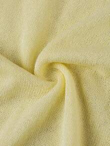 Youweiniel Casual Sheer Long Sleeve Cardigan Knit Top, Women's Elegant Vacation Beach Outerwear For Spring And Summer - Yellow - View 5