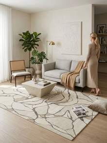 1 pièce, Style nordique - Minimaliste moderne - Tapis de sol à motif géométrique abstrait en marbre, Palette de couleurs claires, Marocain - Matériau en fausse laine classique, Tapis de maison, Convient pour le salon, la chambre à coucher, le dortoir, l'entrée, le patio, lavable en machine, grand tapis de saison, décoration d'intérieur esthétique - Multicolore - Voir 4