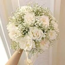 60支仿真白色满天星，带茎，大花束，仿真花，适用于家居、办公室、户外花园、婚礼、生日派对装饰 - 白色 - 查看 6