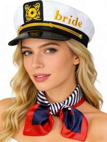 Sombrero de marinero versátil con protección solar, con letra bordada, adecuado para actuaciones de vacaciones, fiestas, cosplay como gorra de marinero/marina, verano, playa - Multicolor - Ver 9