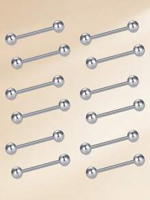 12 chiếc khuyên ngực và khuyên lưỡi bằng thép không gỉ 316L dành cho nam và nữ, khuyên thẳng 14G, kích thước 12mm, 14mm, 16mm, 18mm, khuyên tròn 5mm. - Phiên bản quả cầu ánh sáng - Xem 3