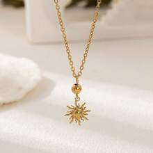 1件不锈钢沙滩度假项链，精致可爱贝壳吊坠，女士夏季时尚颈链 - 金色 - 查看 5