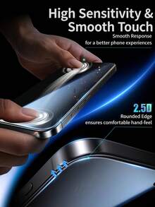 适用于 17/17Air/17Pro/17Pro Max/16/16E/16Pro/16Pro Max/15/13/12/11 的屏幕保护膜，9H 硬度防窥钢化玻璃，军规级防碎防刮，两片装，防水，保护隐私 - 彩色 - 查看 4