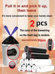 30/75/105pcs Drawstring Trash Bags, Thick Heavy Duty Black Plastic Bags For Home, Kitchen, Bedroom, Bathroom, Hotel, Convenient - A - View 13