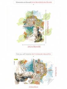1 件城市风景墙贴，可移除墙贴，适用于儿童房、浴室瓷砖装饰 - 46069-聆天 - 查看 3
