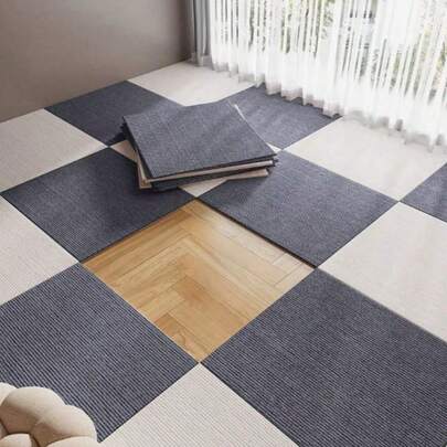 10pcs/Set Self-Adhesive Square Floor Carpet Mats, Easy To Tear And Stick Anti Slip Floor Stickers, Suitable For Bedrooms, Living Rooms, Kitchens, Commercial Spaces, Offices, And Staircase Floor Mats, Anti Slip Decorative Household Carpet Blocks,Aluminum Foil Backing - No Residue, Freely Combinable,Suitable For Living Room, Bedroom, Laundry Bar, Home Decoration ﻿ Floor Tiles Kitchen Living Room Decor Room Decor Wallpaper Wall Paper Flooring Floor Tiles