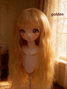 1pc BJD Doll Wig, MJD Doll Wig, SD Doll Wig, 3/4/6 Inch Bangs Soft High-Temperature Fiber Wig Blank, Personalized DIY Cotton Doll Making Accessory Wig Blank, 60cm Dream Fairy Wig With Inward Curled Bangs - Wavy - View 1