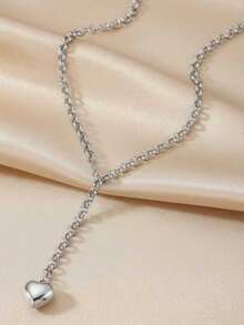 不锈钢女士项链 时尚奢华小丑高品质Y型链爱心吊坠项链 女款，细链心形吊坠 复古港式设计 适合日常街头/约会风格/节日礼物首饰。 - 項鍊 - 查看 3