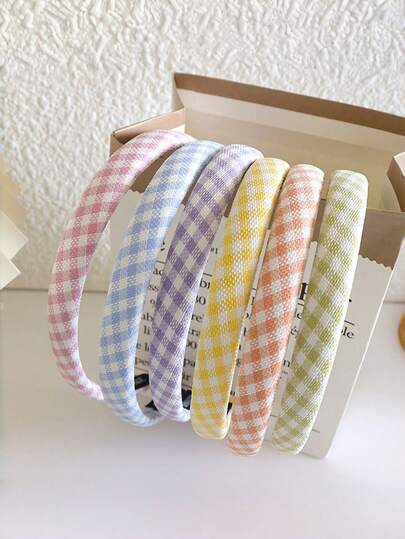 5pcs/6pcs Plaid Headbands For Girls, Vintage French Style Hairbands, Sweet Casual Hair Accessories Suitable For Daily Use