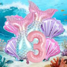 1 Set Meerjungfrau Themen Party Dekorationen, beinhaltet 32" rosa Nummer Ballons, 32" Fisch Ballons, 22" Muschel Ballons, geeignet für Mädchen Geburtstags Party, Prinzessin Themen Baby Shower, Abschlussball, Feierlichkeiten - Übersicht 6
