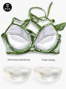 2片/4片装硅胶胸垫内衣衬垫，小胸聚拢扁平胸部使其看起来更大，防水假胸垫，泳衣比基尼文胸内置隐形胸垫 - 彩色 - 查看 1