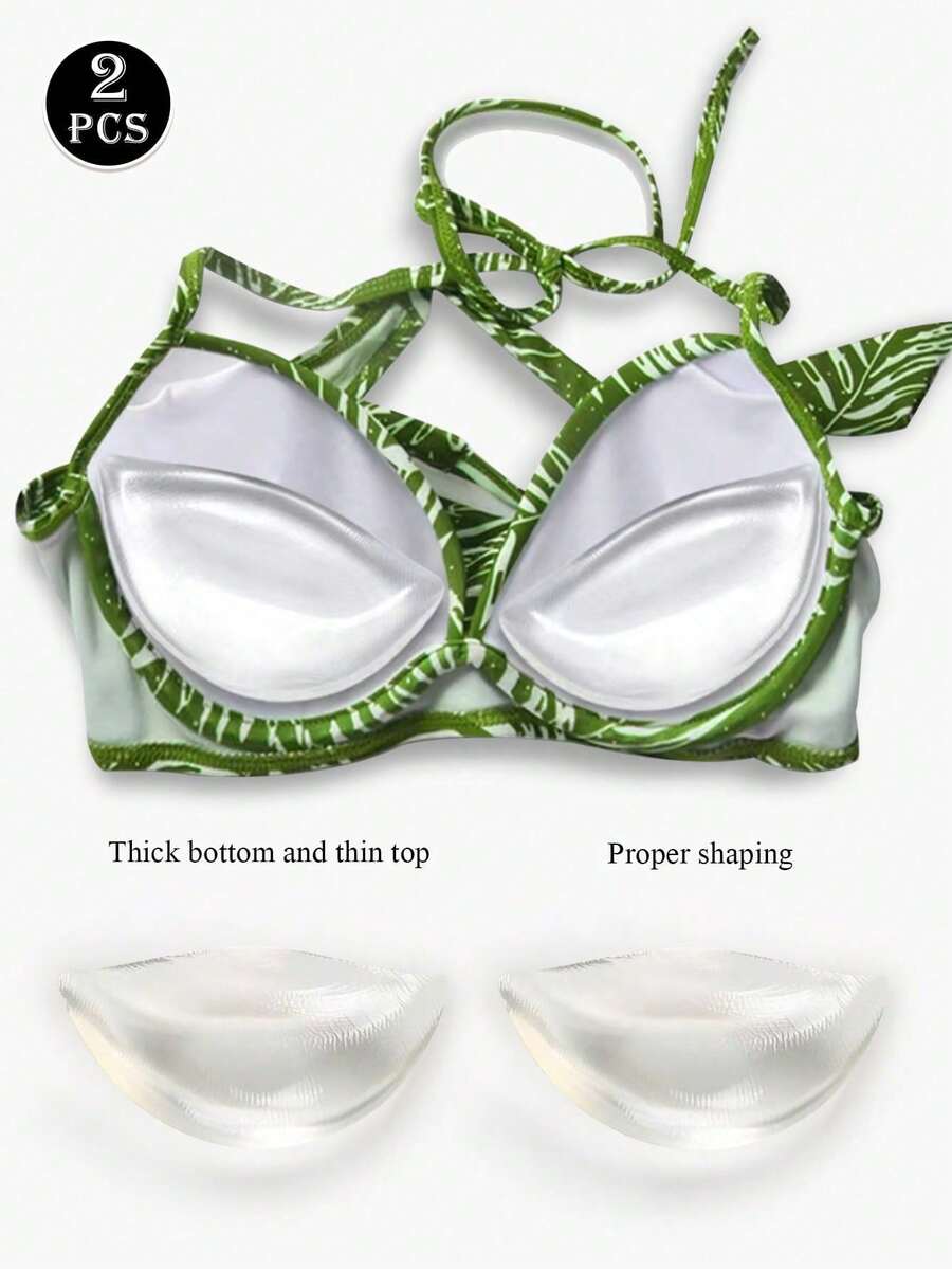 2片/4片装硅胶胸垫内衣衬垫，小胸聚拢扁平胸部使其看起来更大，防水假胸垫，泳衣比基尼文胸内置隐形胸垫 - 彩色 - 查看 1