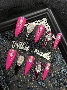 按压式假指甲 - 玫紅色 - 查看 3