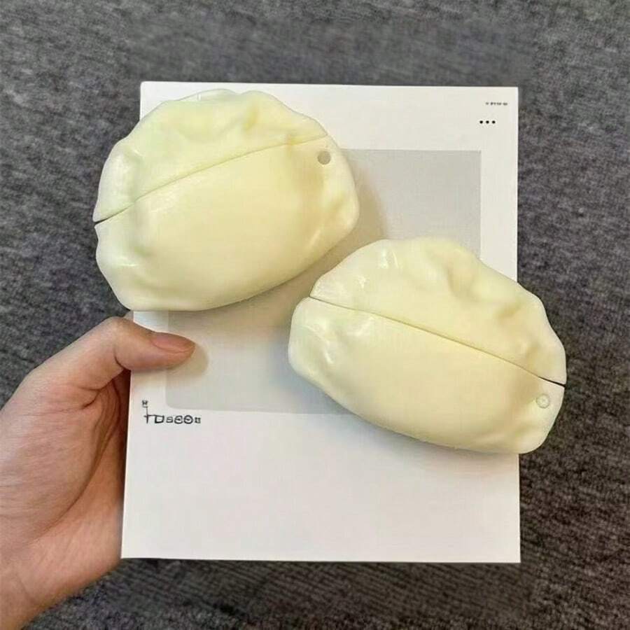 1pc Quirky Dumpling Shaped Silicone Earphone Case - White - View 1