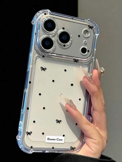 Minimalistisches schwarzes Punkte- & Fliegen-Kreuz-Design Anti-Drop Handyhülle, Sommer-Essentiell, geeignet für den täglichen Gebrauch, kompatibel mit iPhone 16/16 Pro/16 Plus/16 Pro Max/17/17 Pro/17 Pro Max/15/15 Pro/15 Pro Max/15 Plus/14/14 Pro/14 Pro Max/13/13 Pro/13 Pro Max/12/12 Pro/12 Pro Max