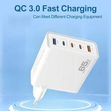Bộ sạc nhanh công suất cao 65W USB-C, bộ sạc 5 cổng Type-C, bộ chuyển đổi nguồn PD QC 3.0, phích cắm tường đa cổng Type-C, khối sạc USB tương thích với iPhone 17/16/15/14/13/12 Pro Max và Galaxy, quà tặng mùa xuân. - Phích cắm loại C của EU (220-240V) - Xem 4