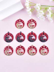 Set de 10 piezas de colgantes de metal con diseños de sol, luna y setas de moda para mujeres, para hacer joyas DIY - Sol, Luna, Hongo - Ver 2