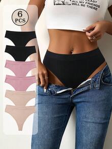 6条/包 女士无痕内裤，高弹力，性感，简约，舒适女士内衣 - 彩色 - 查看 10