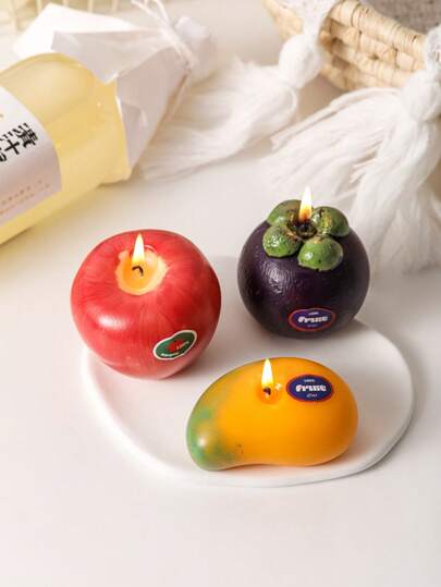 1pc Fruit Themed Candle, Apple, Mango, Mangosteen, Orange, Avocado, Carambola Scented Candle, Romantic Atmosphere Decor, Suitable For Holidays, Festivals, Photography Props, Gifts For Family And Friends
