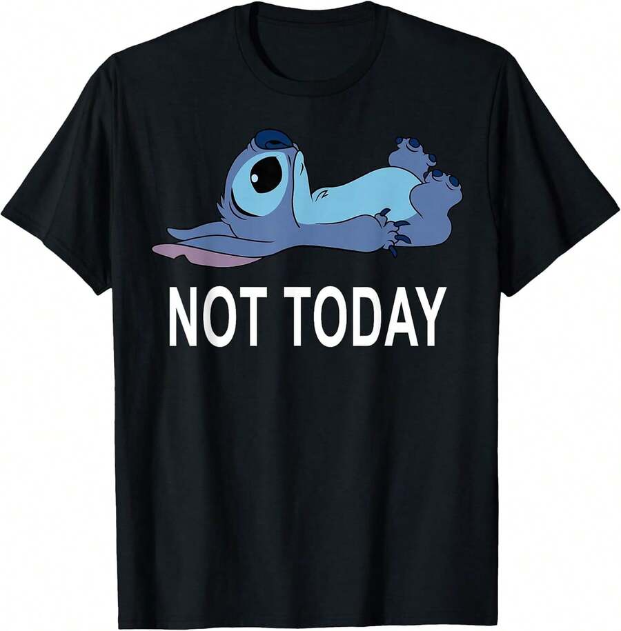 LILOS & STITCHS Not Today Stitch T-Shirt Graphic Tee,Funny T Shirts,Gym T Shirt,Summer Tops,Black Tops,Tops For Going Out,Girls Clothes,Boys Tshirt,Tops For Women,Mens Tshirts,Summer Holiday Outfits,Girls Holiday - Black - View 1