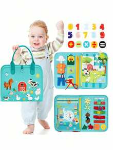 Montessori Busy Board Toy, Sensory Board For Toddlers, Felt Busy Book For Airplane And Car Travel, Tummy Time Toy, Busy Activity Mat For Learning Fine Motor Skills, Birthday Gift For Boys And Girls,Perfect Christmas Gift - Multicolor - View 13