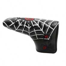 FINGER TEN Funda para putter de golf con cierre magnético y diseño de araña de PU, ajuste universal para putters de hoja, protección bordada impermeable para palos de golf - Negro - Ver 1