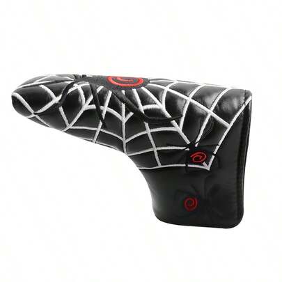 FINGER TEN Funda para putter de golf con cierre magnético y diseño de araña de PU, ajuste universal para putters de hoja, protección bordada impermeable para palos de golf