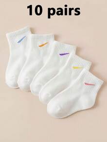 5/10 Đôi tất cổ tròn màu trắng cho bé, họa tiết jacquard màu kẹo ngọt, tất thể thao thường ngày cho trẻ sơ sinh và trẻ nhỏ, mềm mại, thoáng khí, co giãn không bó sát, phù hợp cho bé từ 0-36 tháng, mặc hàng ngày mùa xuân hè và đi học, tất cho bé, tất cho trẻ nhỏ, tất cổ tròn, tất thể thao, tất jacquard, quà tặng đi học, đồ dùng thiết yếu cho trẻ em mùa xuân hè. - Nhiều màu - Xem 5