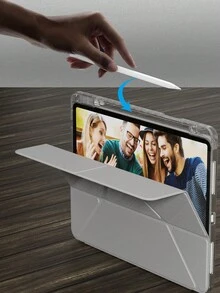 1个透明亚克力Y型可折叠支架保护套，适用于iPad 11英寸（A16 2025），多角度支架带笔槽，防刮防弯折亚克力后盖，适用于iPad Air 11英寸（M3 2025），磁吸自动休眠/唤醒，简约/休闲/经典设计，适用于iPad Mini 6/7、iPad Air 9.7英寸、10.2英寸（第7/8/9代）、iPad Air 3 10.5英寸、iPad Air 4/5/6（第10代，2022款，10.9英寸）、iPad Pro 11英寸、iPad Air 11英寸（M2）、iPad Air 13英寸（M2）、iPad Pro 11英寸（M4），灰色 - 淺灰色 - 查看 5