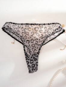 1 Conjunto de lencería de mujer con copa triangular inalámbrica, cierre frontal y estampado de leopardo en unicolor - Multicolor - Ver 6