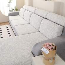 1pc Jacquard Stretch Sofa Cover, Sofa Seat Cushion Cover, Suitable For 1/2/3/4 Seater Sofa, Chaise Lounge, Backrest Cover, All Season Universal Sofa Protector - White - View 10