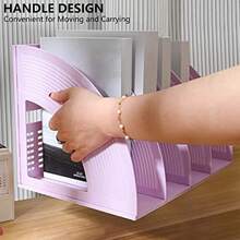 Marte Vanci - Carpeta vertical de polipropileno para archivos organizador de computadora de plástico resistente vertical 4 secciones morado - Morado - Ver 3