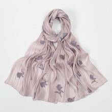 1pc Women's New Arrival Island Silk Embroidered Long Scarf Shawl, Beach Cover-Up Accessory - Multicolor - View 12