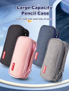 1 pieza Estuche para lápices de gran capacidad, bolsa portátil con cremallera para bolígrafos, bolsa de almacenamiento de papelería minimalista, adecuada para estudiantes, uso escolar y de oficina, esencial de vuelta a la escuela, útiles escolares, estuche para lápices, mochila - Una pieza - Ver 12