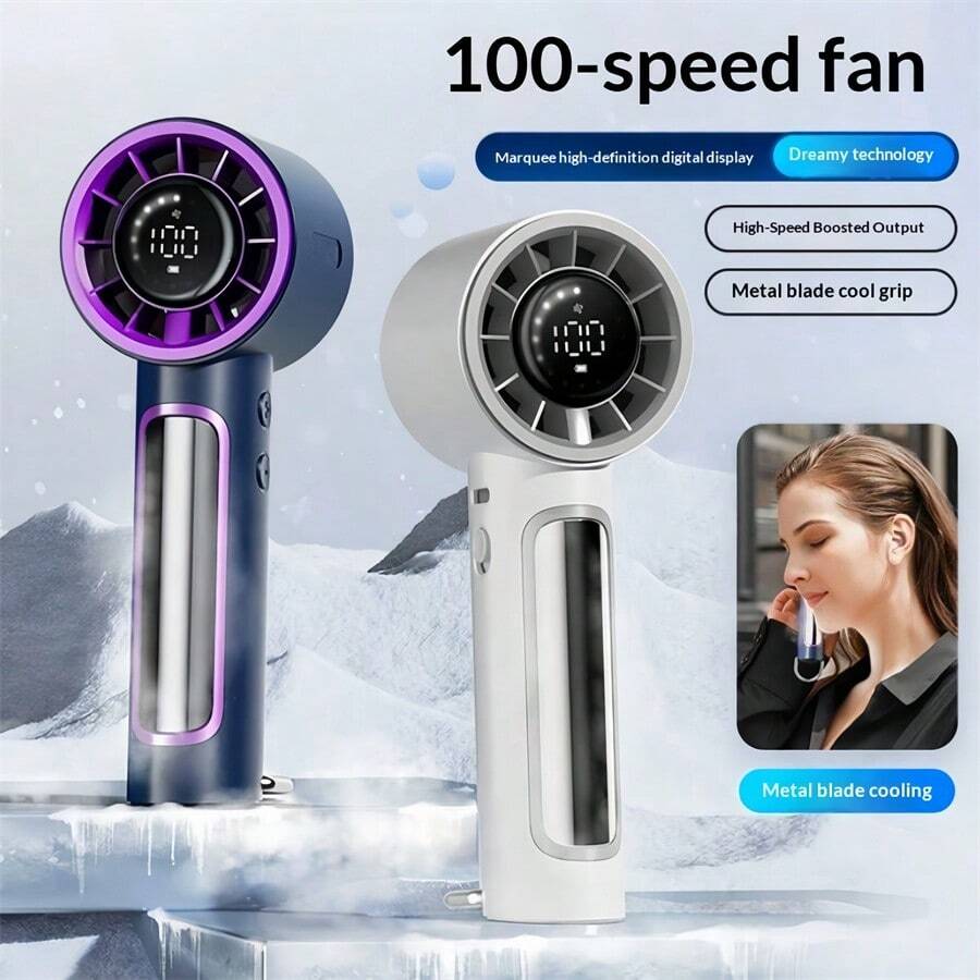 New Upgraded Handheld High-Speed Turbo Fan With 100-Level Variable Speed, Chilling Compressed Air Fan, Marathon Lighting, Digital Display Desktop Fan And USB Mini Outdoor Fan. Provides 5 Wind Speeds, Long Battery Life Of 4000mAh. Available In Blue, White And Pink Colors. - Multicolor - View 1