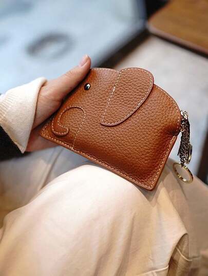 Portamonete carino e creativo a forma di elefante, portafoglio mini in morbida pelle, portachiavi portamonete, stile giapponese per donna, portafoglio, portafoglio piccolo, portachiavi portamonete, accessorio da viaggio, portafoglio estivo carino