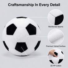 This Cute Mini Plush Football Is Soft And Fluffy, With A Black And White Patchwork Design. - Multicolor - View 7