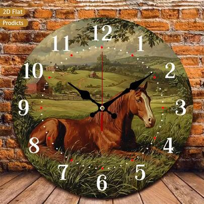 Large 12inch / 10inch Vintage Farmhouse Wall Clock, Silent And Non-Ticking, Perfect For Baby Rooms, Bedrooms, Offices, And Living Rooms, Battery Operated (Requires 1 AA Battery, Not Included)