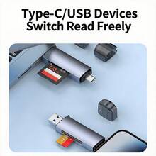 五合一铝合金读卡器，带USB-C接口，支持TF/SD卡 - 查看 2