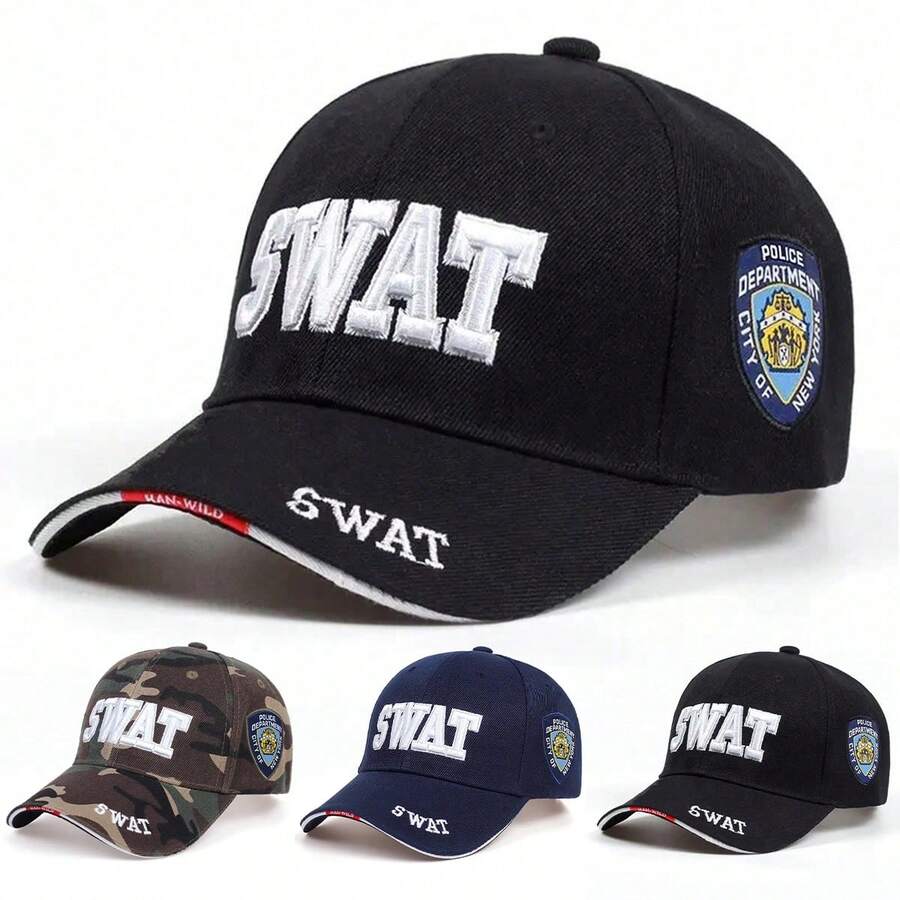 قبعة بيسبول رجالية مطرزة بحرف SWAT، قابلة للتعديل، واقية من الشمس للاستخدام الخارجي، قبعة كاجوال مناسبة للربيع والخريف والسفر والشاطئ والحفلات والصيف والعطلات والمهرجانات - متعدد الألوان - مشاهدة 1