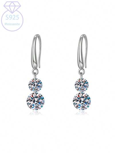 KAHOOT A Pair Of 925 Sterling Silver, 1.5 Carat Double Round Moissanite Earrings, Classic, Casual, Elegant, And Romantic, A Versatile Autumn/Winter Holiday Gift For Men And Women, Suitable For Everyday Wear, Weddings, Banquets, Parties, Dances, And Special Occasions. Perfect For Valentine's Day, Halloween, Christmas, Thanksgiving, New Year's Day, Birthdays, Anniversaries, Proms, Coming-Of-Age Ceremonies, And Other Special Occasions. Comes With A Gift Box.