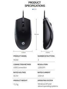 HP M260 有线迷你鼠标 USB 光电电脑鼠标 便携式人体工学办公商务鼠标 适用于笔记本电脑、台式电脑、Windows 和 Mac OS 系统 - 查看 7