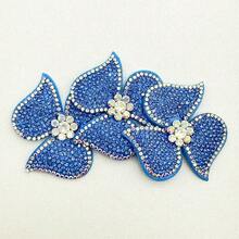 3pcs/Pack Full Rhinestone Triple Petal Flower DIY Hand Sewing Rhinestone Flower For Shoes, Hats, Bags - Sky Blue - View 14