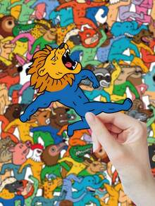 50 Pcs Funny Monster Animal Stickers Set, Elephant Panda Crocodile With Human Muscles, Waterproof For Laptop, Phone Case, Scrapbooking, Journals, Water Bottle & Hipster Style, Stationery Supplies - Animal Monster - View 10